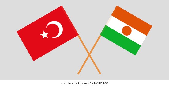 Crossed flags of Turkey and the Niger