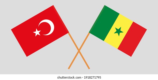 Crossed flags of Turkey and Senegal