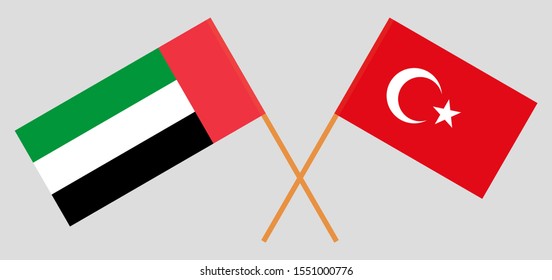 Crossed flags of Turkey and the United Arab Emirates