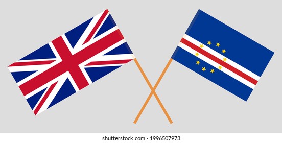 Crossed flags of the UK and Cape Verde. Official colors. Correct proportion