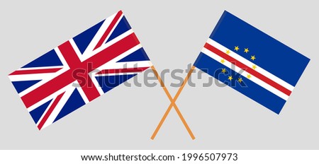 Crossed flags of the UK and Cape Verde. Official colors. Correct proportion