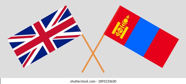 Crossed flags of the UK and Mongolia