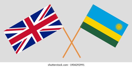 Crossed flags of the UK and Rwanda
