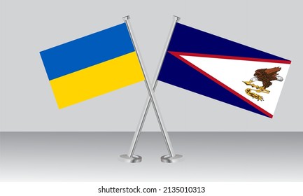 Crossed flags of Ukraine and American Samoa. Official colors. Correct proportion. Banner design