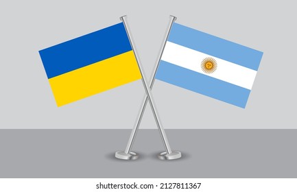 Crossed flags of Ukraine and Argentina. Official colors. Correct proportion. Banner design