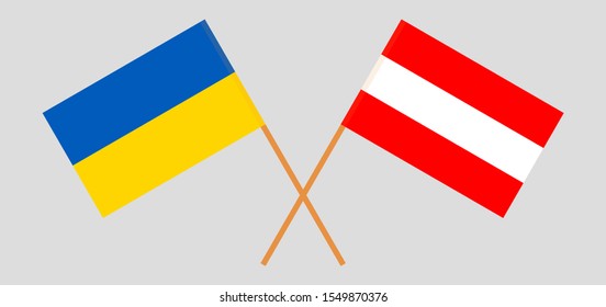 Crossed flags of the Ukraine and Austria