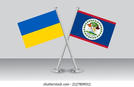Banderas cruzadas de Ucrania y Belice. Colores oficiales. Proporción correcta. Diseño de pancartas