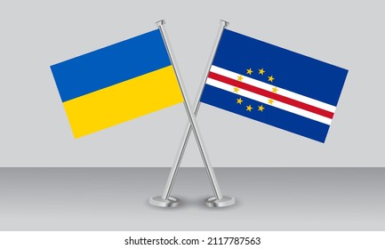 Crossed flags of Ukraine and CAPE VERDE. Official colors. Correct proportion. Banner design