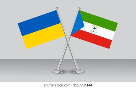 Crossed flags of Ukraine and Equatorial Guinea. Official colors. Correct proportion. Banner design