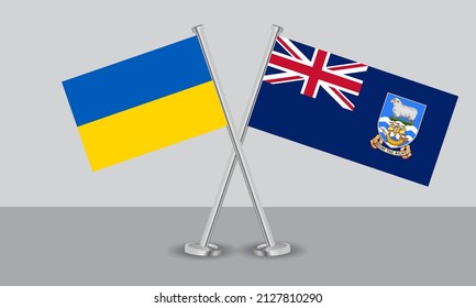 Crossed flags of Ukraine and Falkland Islands. Official colors. Correct proportion. Banner design