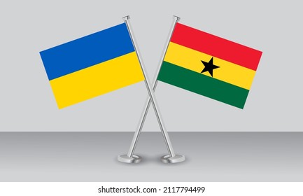 Crossed flags of Ukraine and Ghana. Official colors. Correct proportion. Banner design