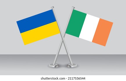 Crossed flags of Ukraine and Ireland. Official colors. Correct proportion. Banner design