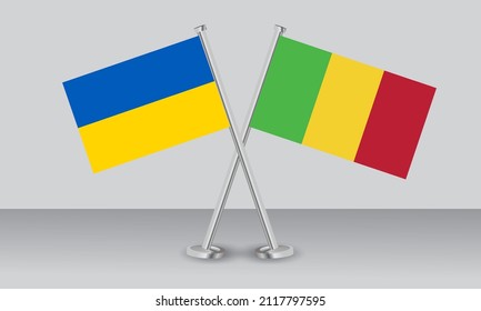 Crossed flags of Ukraine and Mali. Official colors. Correct proportion. Banner design