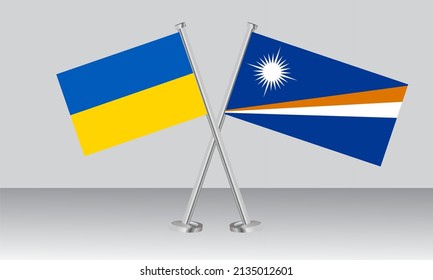 Crossed flags of Ukraine and Marshall Islands. Official colors. Correct proportion. Banner design