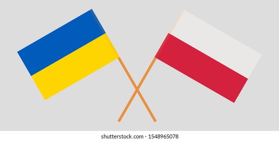 Crossed flags of the Ukraine and Poland