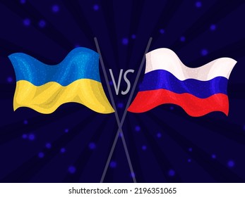 Crossed flags of Ukraine and Russia. Ukrainian-Russian military crisis. conflict between Ukraine and Russia. Ukraine VS Russia. Vector illustration.