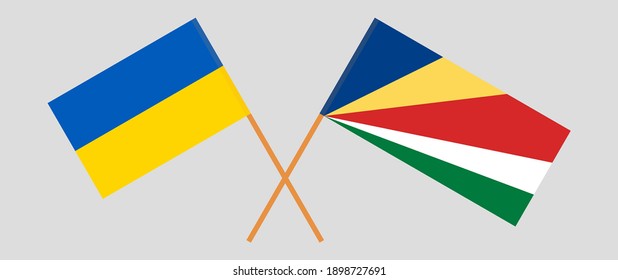 Crossed flags of Ukraine and Seychelles