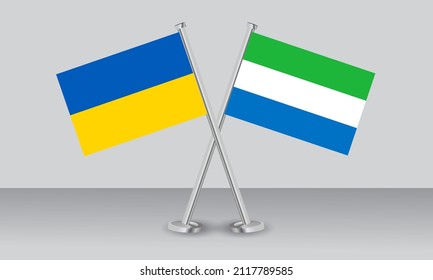 Crossed flags of Ukraine and Sierra Leone. Official colors. Correct proportion. Banner design