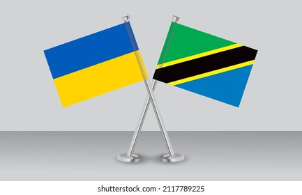 Crossed flags of Ukraine and Tanzania. Official colors. Correct proportion. Banner design