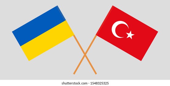 Crossed flags of the Ukraine and Turkey