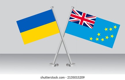 Crossed flags of Ukraine and Tuvalu. Official colors. Correct proportion. Banner design