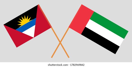 Crossed flags of the United Arab Emirates and Antigua and Barbuda
