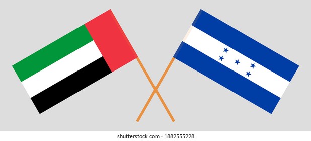 Crossed flags of the United Arab Emirates and Honduras
