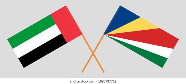 Crossed flags of the United Arab Emirates and Seychelles