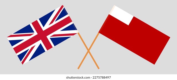 Crossed flags of United Kingdom and Abu Dhabi. Official colors. Correct proportion. Vector illustration