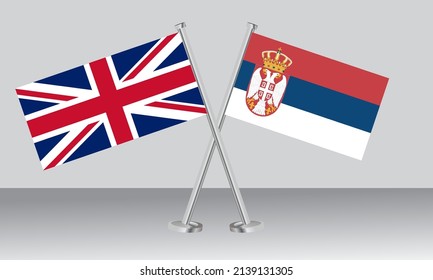 Crossed flags of United Kingdom (UK) and Serbia. Official colors. Correct proportion. Banner design