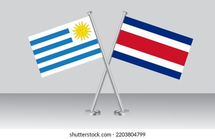 Crossed flags of Uruguay and Costa Rica. Official colors. Correct proportion. Banner design