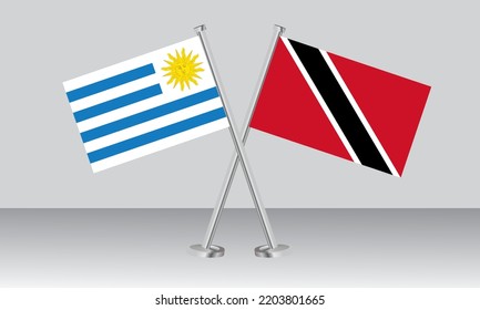 Crossed flags of Uruguay and Trinidad and Tobago.. Official colors. Correct proportion. Banner design