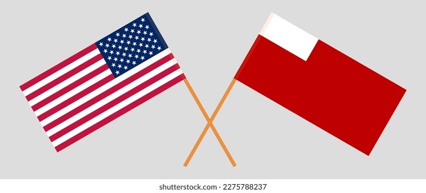 Crossed flags of the USA and Abu Dhabi. Official colors. Correct proportion. Vector illustration