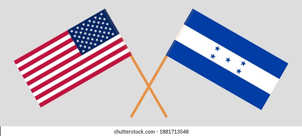 Crossed flags of the USA and Honduras