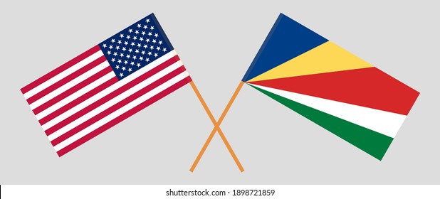 Crossed flags of the USA and Seychelles