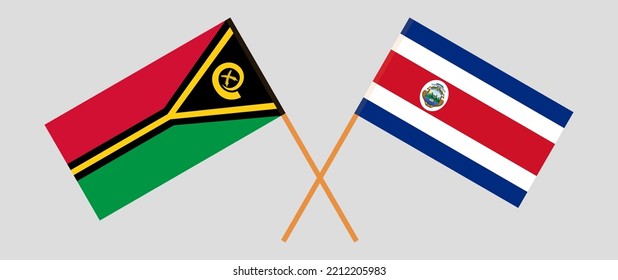 Crossed flags of Vanuatu and Costa Rica. Official colors. Correct proportion. Vector illustration
