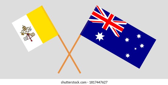 Crossed flags of Vatican and Australia