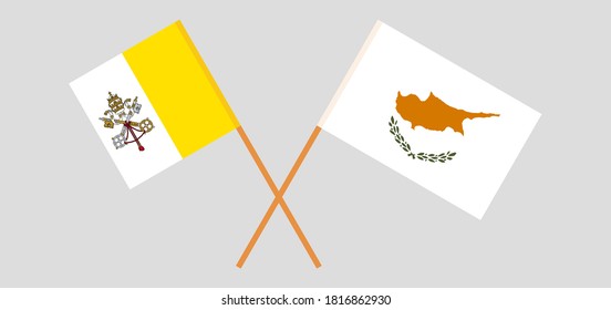 Crossed flags of Vatican and Cyprus