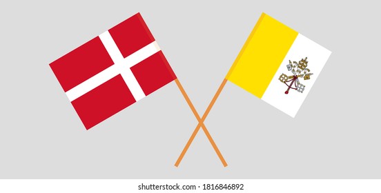 Crossed flags of Vatican and Denmark