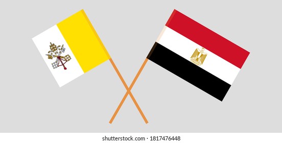 Crossed flags of Vatican and Egypt