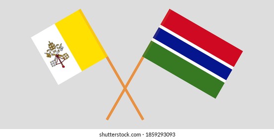 Crossed flags of Vatican and the Gambia