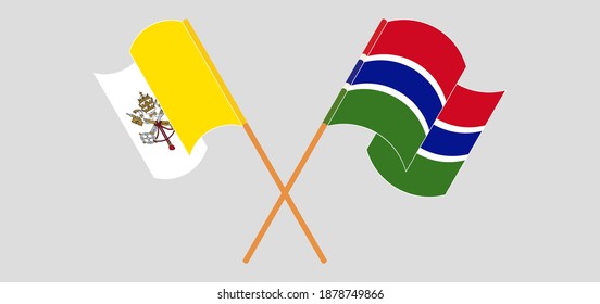 Crossed flags of Vatican and the Gambia
