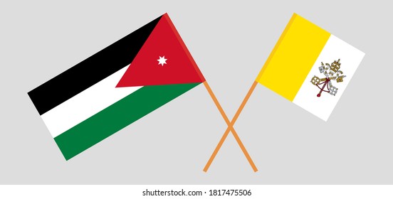 Crossed flags of Vatican and Jordan