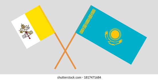 Crossed flags of Vatican and Kazakhstan