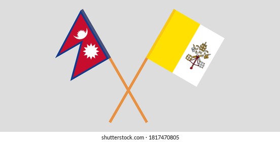Banderas cruzadas del Vaticano y Nepal