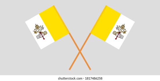 Crossed flags of Vatican. Official colors. Correct proportion. Vector illustration