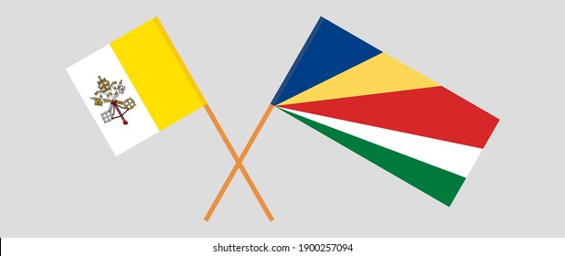 Überkreuzte Flaggen des Vatikan und der Seychellen