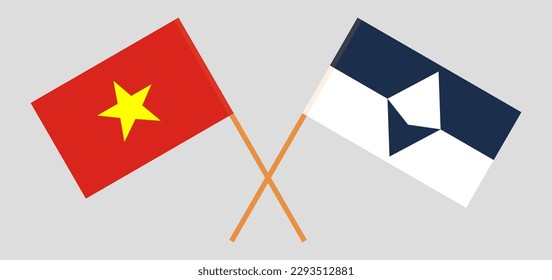 Crossed flags of Vietnam and Antarctica. Official colors. Correct proportion. Vector illustration
