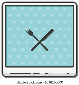 Crossed fork and knife flat vector icon.