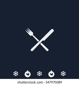 Crossed fork and knife icon.